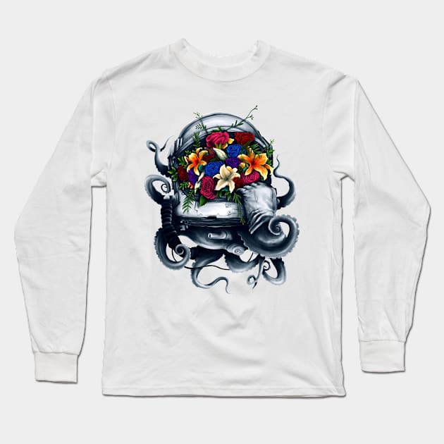 Space Bloom Long Sleeve T-Shirt by opawapo